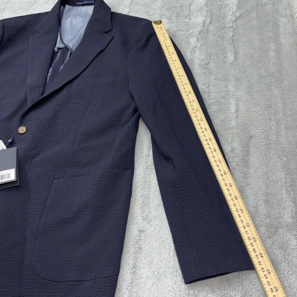 Victor Emmanuel Textured Stretch Seersucker Sport Coat L/42-Reg Navy NWT